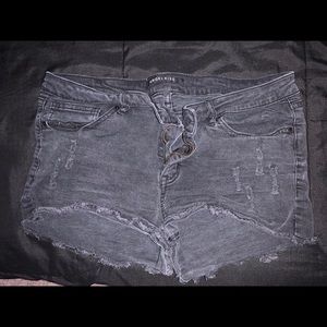 black cut off shorts